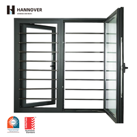 Ventana Abatible Moderna de Aleación de Aluminio NFRC, Doble Acristalamiento, Eficiente Energéticamente, con Barandilla de Seguridad para Proyectos de Dormitorios y Hoteles