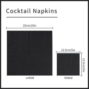 Schwarz gefaltet 5x5 Zoll Cocktail benutzer definierte Papier Hochzeit Servietten Gewebe - Product Image 2