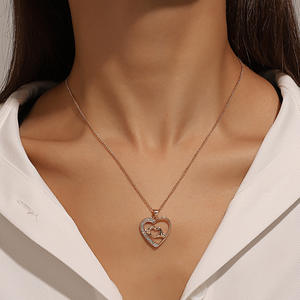 Rising Moon Europäische und amerikanische neue Legierung Zirkon Liebe Herz Anhänger Paar Halskette - Product Image 6