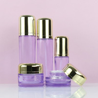 Emballage de luxe pour soins de la peau avec bouchon pompe doré, emballage de flacon cosmétique, contenant cosmétique, flacon de lotion en verre