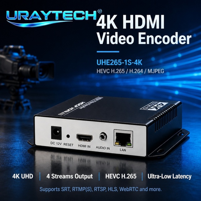 HEVC H.265 H.264 4K 1080P HDMI to IP Network Video Streaming Encoder Supports SRT WebRTC HLS Multicast UDP RTSP RTMPS ICECAST TS