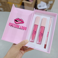 Coffret de Kits 3-en-1 Brillant à Lèvres et Crayon Contour des Lèvres – Emballage Personnalisé – Ensemble Brillant à Lèvres Liquide et Crayon Contour des Lèvres Marque Privée