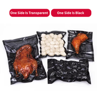 Sacs d'emballage alimentaire personnalisés, surface noire et transparente, sacs de conservation de viande gaufrés, pochettes sous vide en nylon noir texturé