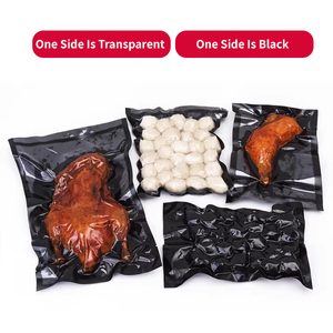 Emballage de <span class=keywords><strong>sac</strong></span> alimentaire personnalisé pochette scellée embossée noire et transparente pour économiser la viande en surface sacs <span class=keywords><strong>sous</strong></span> <span class=keywords><strong>vide</strong></span> en nylon texturé noir - Product Image 2