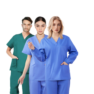 Vente en gros de vêtements de sport nouveau design ensemble de couleur pure uniforme de salle d'opération de médecin infirmière pour hommes et femmes - Product Image 1