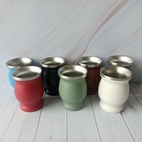 Vente en gros de tasses à yerba maté argentin de 8 oz en acier inoxydable 18/8 à double paroi avec paille