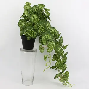 Plante artificielle haute simulation suspendue de 80cm, feuilles de bégona suspendues, bonsaï en pot dans un pot en plastique