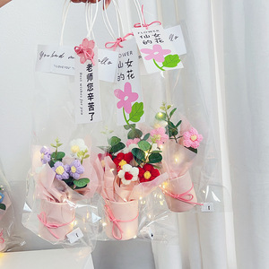 Hete Stijl Valentijnsdag Moederdag Cadeau Pluche Bloemenbundel Verjaardag Handheld Bloem Handgeweven Bloem - Product Image 3