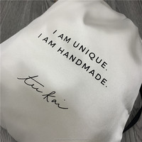 Sacs d'emballage pour maillots de bain en satin blanc 25*30cm avec cordon noir, grand sac anti-poussière en satin avec logo