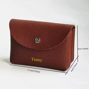 Mini monedero de piel sintética con nombre personalizado y bolsa de almacenamiento de efectivo para mujer, tarjetero de piel sintética con guijarros suaves - Product Image 2