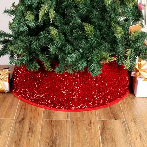 Cincin Kerah Pohon Natal, Dekorasi Pohon Liburan Payet Merah