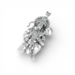 Colgante Sagrado de Lord Hanuman con Circonita en Plata de Ley con Acabado Chapado en Oro de 18K, Diseño Intrincado y Detallado - Product Image 4