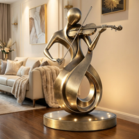 Sculpture de Musicien en Bronze Coulé Jouant du Violon, Figurine Moderne Faite à la Main, Statue Décorative pour Jardin, Maison, Hôtel, École, Tailles Personnalisées