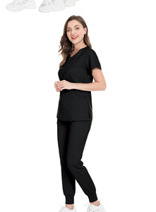 Logotipo personalizado elástico Hospital Scrub ropa <span class=keywords><strong>de</strong></span> <span class=keywords><strong>trabajo</strong></span> estético médico enfermera <span class=keywords><strong>uniformes</strong></span> Top y pantalones para médicos - Product Image 4