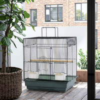 Cage à oiseaux écologique en fil de fer noir de grande taille, personnalisée, directement de l'usine, avec plateau en plastique et perchoir pour pinsons, canaris, boîte pour animaux de compagnie d'intérieur