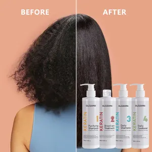 Glozara Hydrolyzed Brazilian Keratin Collagen Anti Frizz Curl Hair Straightening Treatment Cream Set