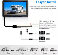 Sistem Kamera Mundur 24V DC 7 Inch AHD Monitor 1080P Layar Terpisah, Kamera Pandang Samping, Kamera Mundur, Tahan Air untuk Truk