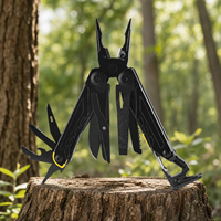 Outils multifonctions, couteau pliant noir pour l'extérieur, lame en acier inoxydable, couteau EDC robuste avec allume-feu et étui pour la survie en milieu sauvage