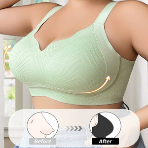 カスタムロゴ入り、大きいサイズ、フルカップ、ワイヤレス、快適、ジェリーボンデッドブラ、セクシーなウェーブネック、バストアップ、フィットネス、女性用シームレスランジェリー - Product Image 1