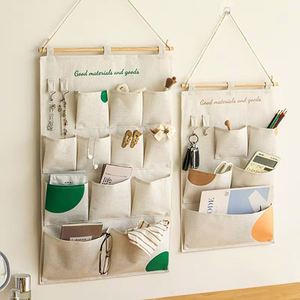High Quality 10-Cell Canvas Hanging Storage <b>Bag</b> Wear-Resistant Washable Folding Organizer for Home for Daily Jewelry Wall - Product Image 5