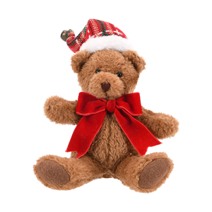 Plaid <b>Santa</b> Hat Bow Tie Teddy Bear Sitting Plush Christmas Ornament for Tree Hanging Decor Wholesale - Product Image 1