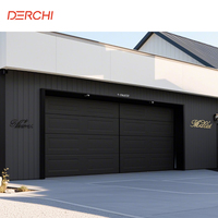 DERCHI NFRC Automatique Isolé Électrique Sectionnel Double Peau Portes De Garage En Verre En Aluminium En Acier Moussé Pour Villa