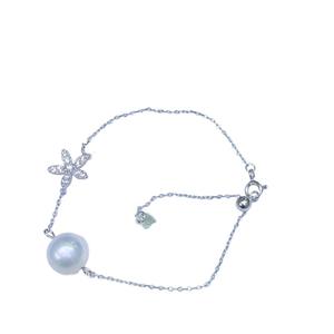 Bracelet en perles d'eau douce naturelles Tianzhuji 10-11 mm, presque sans défaut, argent pur, petit motif de fleur, pendentif en perle blanche - Product Image 5