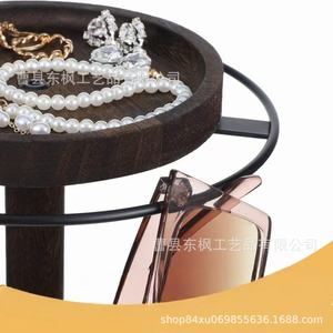 Support de rangement pour lunettes en bois, organisateur de bijoux rond rotatif pour lunettes de soleil, bracelets, colliers, en bois massif - Product Image 3