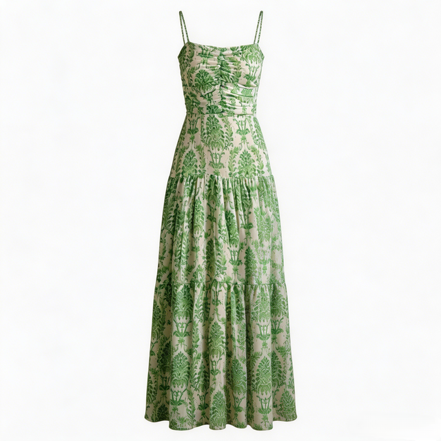 Fashionable Elegant French Resort-style Floral Vintage Printed Camisole Dress Women Waist-cinching Slimming Summer ODM Seaside