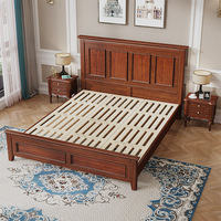 Lit double de style rétro américain, style campagnard, 1,5 m, style européen, chambre principale, grand lit, 1,8 m, lit vintage antique en acajou, villa