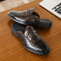 Chaussures décontractées pour hommes personnalisées, en cuir gaufré crocodile, mules fermées à enfiler, nouvelle collection été