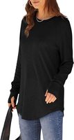 Damen Lässige Umweltfreundliche Gewaschene Seide/Baumwolle Tunika-Oberteile mit Langen Ärmeln, Daumenlöchern, Rundhals, Gekrümmtem Saum und Schmaler Passform für Leggings