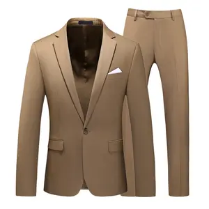 Men's fashion plus size suit two-piece dress foreign trade new solid color slim business suit