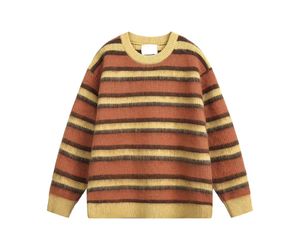 Tùy Chỉnh ODM OEM Logo Mùa Đông Của Nam Giới Đầy Đủ Tay Áo Áo Thun Áo Len Sọc Mô Hình Thoáng Khí Dệt Kim <span class=keywords><strong>Mohair</strong></span>/Len Chống Thu Nhỏ - Product Image 1