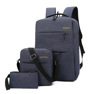 China suppliers new arrival outdoor travel 3 pcs bag set high school students laptop USB backpack set