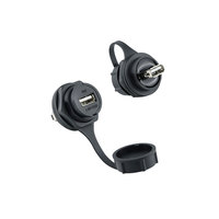 Connecteur de prise femelle à montage sur panneau circulaire USB à port unique étanche IP68 noir LSHITECH M25