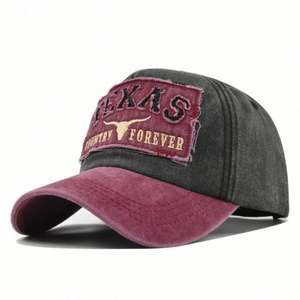 Casquettes de baseball sportives américaines du Texas personnalisées, 100 % coton, toile vintage délavée, patch brodé 3D, fourniture directe usine - Product Image 3