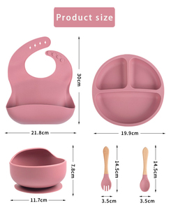 Ensemble repas bébé en <span class=keywords><strong>silicone</strong></span> sans BPA, portable, comprenant un bol, une <span class=keywords><strong>cuillère</strong></span> et une assiette - Product Image 3