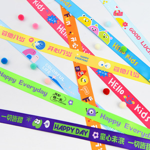 Nine-Colored Ribbon Childrens Satin Ribbon 6K640 Digital Printing Cute Cartoon Birthday Gift Packaging - Product Image 2