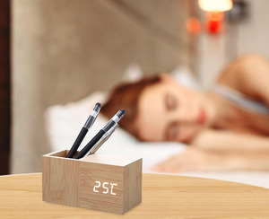 Đa Chức Năng Trang Trí Nhiệt Độ Kỹ Thuật Số Bàn Đồng Hồ Báo Thức Reloj Chủ Bút Với Gỗ Kỹ Thuật Số LED Bằng Gỗ Báo Thức Bảng Đồng Hồ - Product Image 5