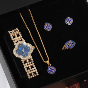 Wholesale 2025 New Fashion Blue Series <strong>Women's</strong> Quartz <strong>Watch</strong> Necklace, Ring, Earring Jewelry <strong>Set</strong> - Product Image 6