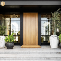 Porte extérieure commerciale en bois massif de style rustique traditionnel, résistante au vent – Offre Spéciale