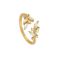 Bague ouverte minimaliste en cuivre plaqué or 18 carats, motif feuille de nature et branche de forêt, empilable et ajustable, pour peaux sensibles au nickel