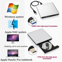 Unidad Óptica Externa Delgada, Grabadora de Blu-Ray 4K, Reproductor de DVD USB 3.0, Grabadora/Lectora de Blu-Ray 3D, Grabadora de CD/DVD
