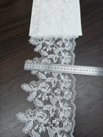 Dentelle florale en maille brodée de pivoines blanches de 16,5 cm, garniture écologique transparente et élégante à bord festonné, accessoires
