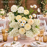 Instalasi Bunga Pernikahan Dahlia Hydrangea Putih Dallisten, Rangkaian Bunga Palsu untuk Latar Belakang Pengantin, Dekorasi Acara
