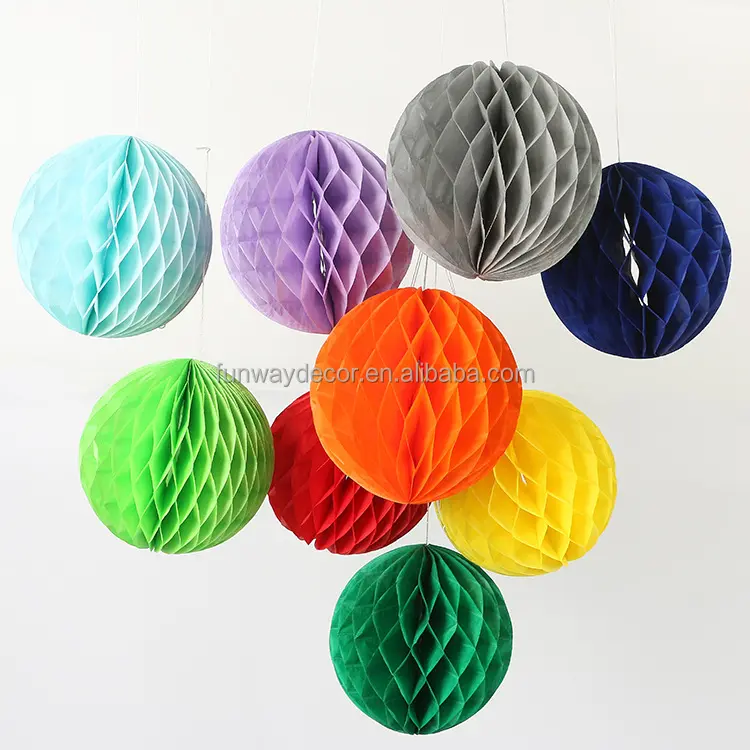 DIY Kerajinan Tangan Lentera Kertas Mekar Seni Kertas Sarang Lebah Desain Pesta Dekorasi Dinding Bola Bunga Menggantung Pom Pom Decor