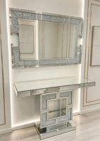 Miroir mural décoratif rond en verre Art Déco moderne avec éclairage pour salon, chambre à coucher, couloir