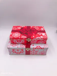 Embalagem de design personalizado alta extremidade reciclada leve caixa de lata de presente de natal com fechamento