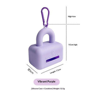 Distributeur de sacs à déjections canines carré en silicone, tons pastel, avec mousqueton et étiquette personnalisée, pour la promenade quotidienne - Product Image 5